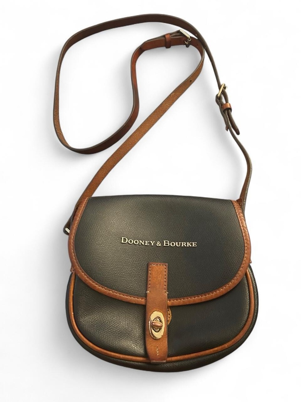 Dooney & Bourke Vintage Black Leather Crossbody Bag Rainbow Zigzag Interior